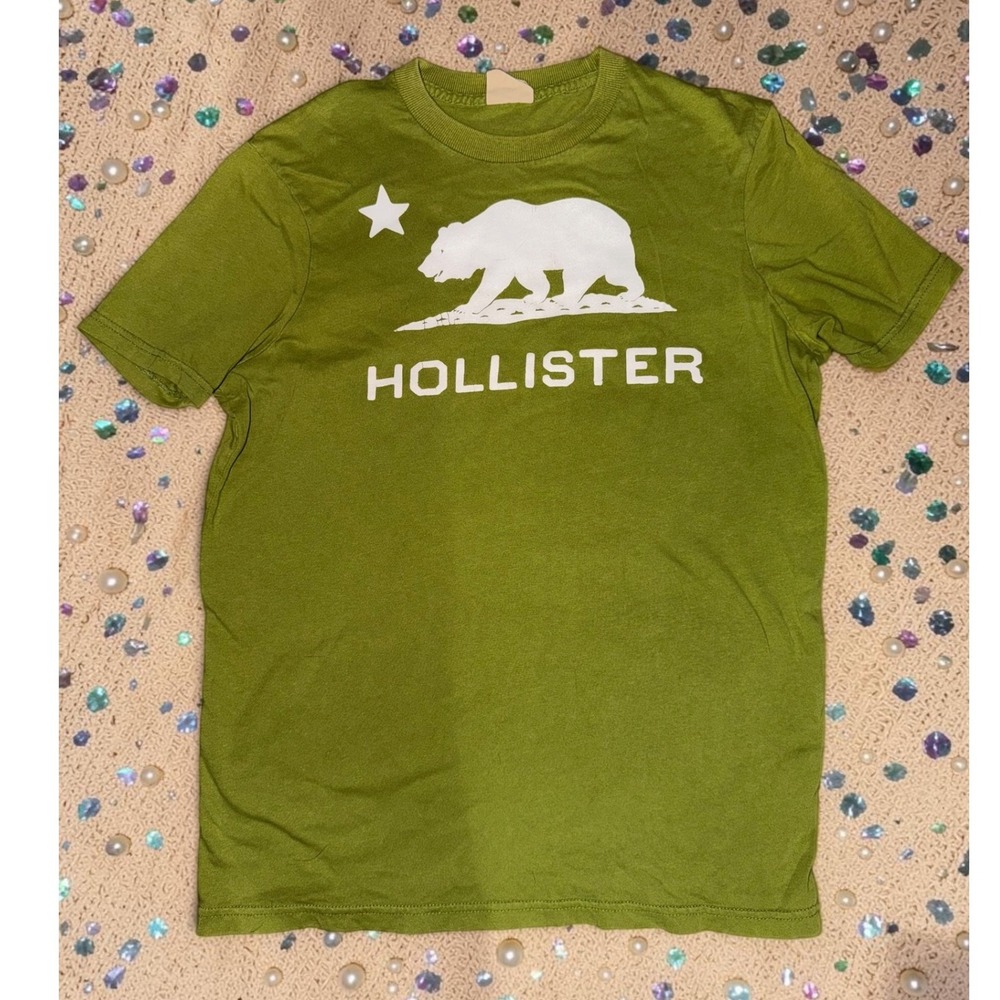 Hollister - Mens XL Green California Bear T-Shirt